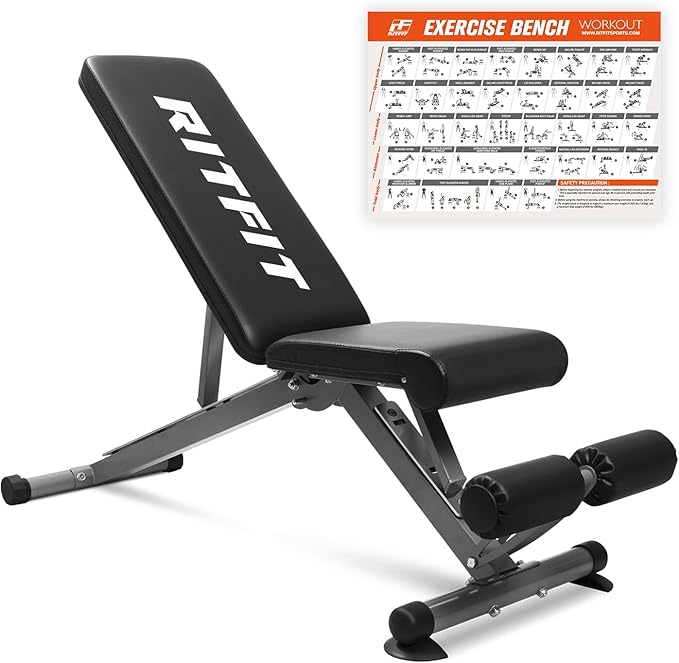 RitFit Adjustable/Foldable Utility Weight Bench for Home Gym 35 Total