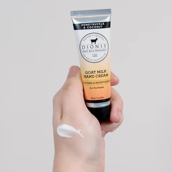 Dionis - Goat Milk Skincare Scented Hand Cream (1 oz) Set of 6, Moisturizing Lotion for Dry Skin, Good for Sensitive Skin, Cruelty-free and Paraben-free (Honeysuckle & Coconut)