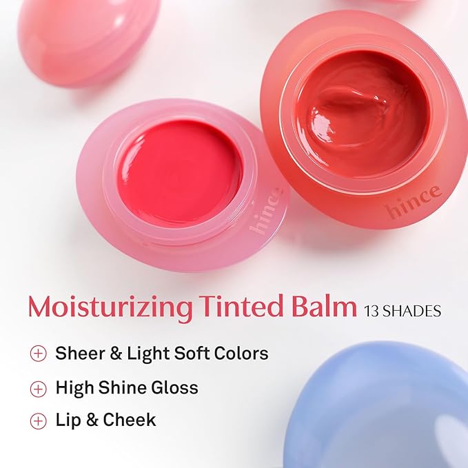 HINCE Raw Glow Dewy Ball - Tinted Lip Balm, Jelly Gloss Glow, Shine and Hydration, Lip & Blush Multiuse, Vegan, 0.12 oz. (13 colors) (GINGER PEACH)
