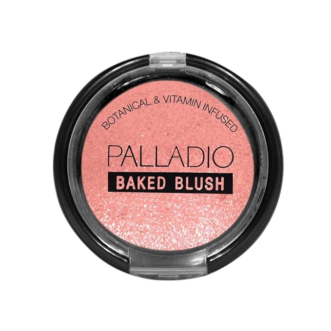 Palladio Baked Blush, Highly Pigmented Shimmery Formula, Easy to Blend and Highly Buildable, Apply Dry for a Natural Glow or Wet for a Dramatic Luminous Look, Long Lasting for All day Wear, Berry
