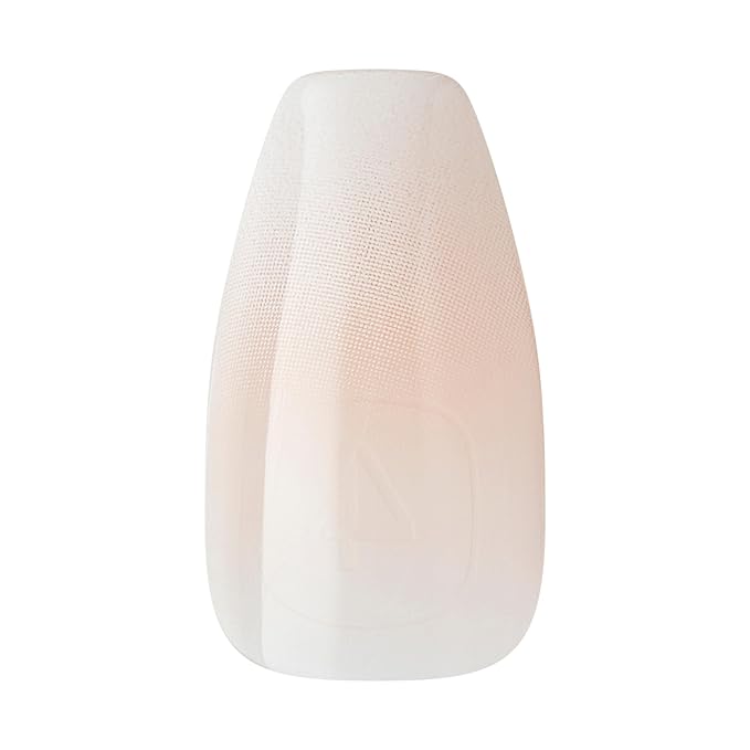 KISS Salon X-tend, Press-On Nails, Nail glue included, 'Words', Light White, Medium Size, Coffin Shape, Includes 30 Nails, 5Ml Led Soft Gel Adhesive, 1 Manicure Stick, 1 New Mini File, New Prep Pad