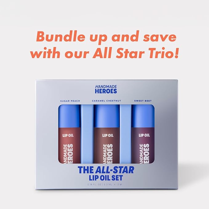 Handmade Heroes 100% Natural Vegan Lip Oil with Squalane Non-Sticky Lip Gloss Moisturizing, Shiny, Nourishing Korean Lip Gloss - Sweet Beet