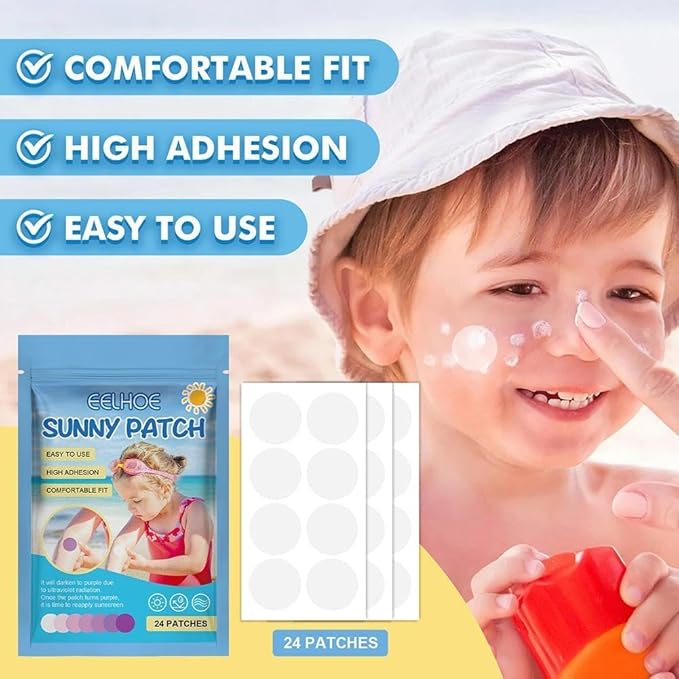 24 Pcs UV Stickers for Sunscreen, Waterproof UV Detection Stickers, Sun Cream Stickers to Reapply,UV Detection Reminder UV Patch for Kids Adults Waterproof Patches, Changes Color When Time To Reapply