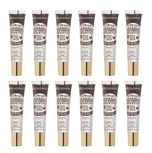 Ruby Kisses Broadway Vita-Lip Clear Lip Gloss (Coconut Oil 12 Pack), Ultra-Hydrating & Soothing Formula with Vitamin Oils, High-Shine Non-Sticky Finish, Healing Glossy Lip Balm Locks in Moisture