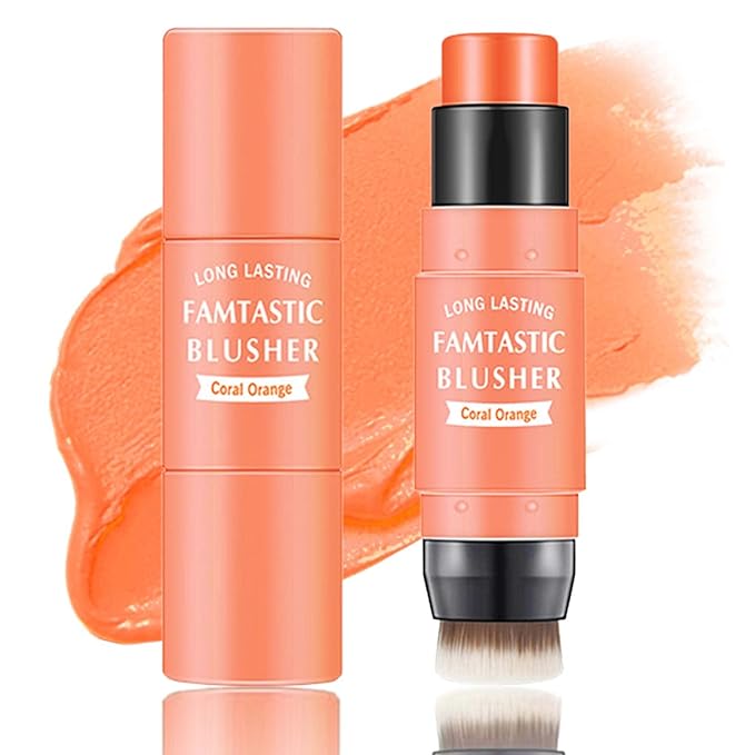 Cream Blush Stick,Blush Stick for Cheeks with Contour Citrus Pink）