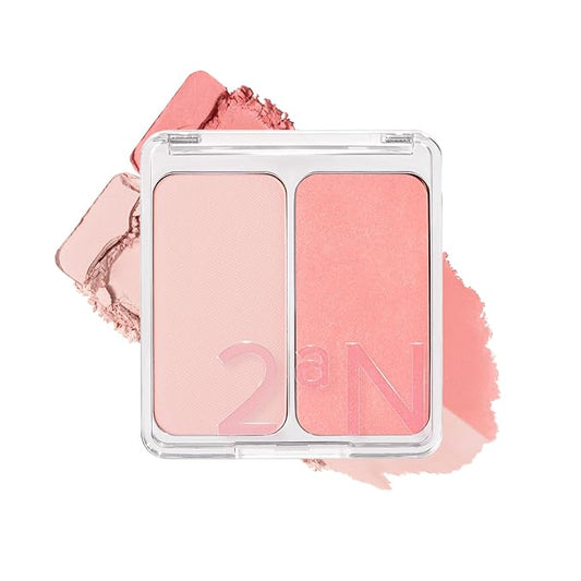 2aN Dual Color Face Blusher, Buildable & Blendable Cheek Color, Natural & Vibrant Finish, Long-Lasting Powder Blush, Blends Easily with Natural Skin Tones, Korean Beauty (11 Juicy Peach)