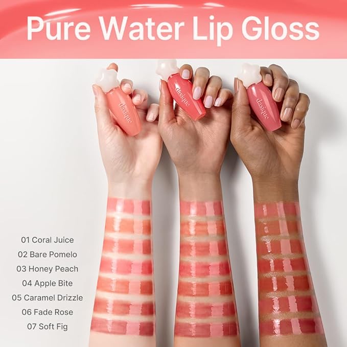 dasique Pure Water Lip Gloss 0.09 oz | Variety of Colors | Dewy Gloss | Buildable Gloss Tesxture | Non-Sticky | K-beauty (#10 Melted Berry)