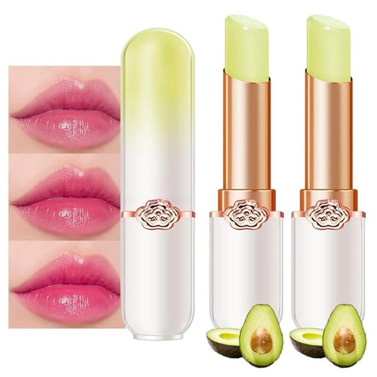 evpct 2Pcs Avocado Tinted Lip Balms PH Lip Color Changing Lipstick Balm Stain Gift Set Queen for Women Girls Korean Mood Long Lasting Color Change Light Pink Lipstick Lip Tint Plumper Gloss