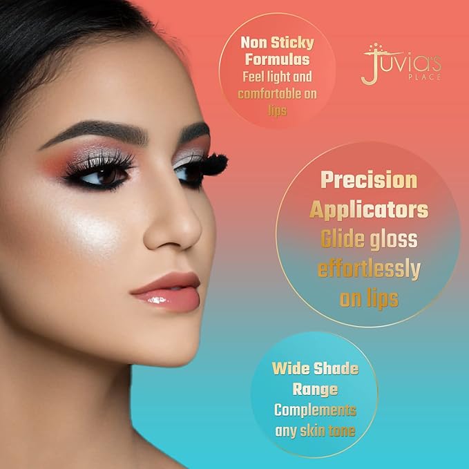 Juvia's Place Long Lasting Lip Gloss Reflect Barely There, Non-Sticky Luscious High Shine Glow, 16 oz, Light Neutral Beige, Smooth and Creamy