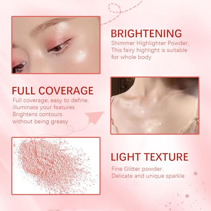 Highlight Polvo De Hadas, Fairy Highlighter Powder, Brightening Makeup (Gold)