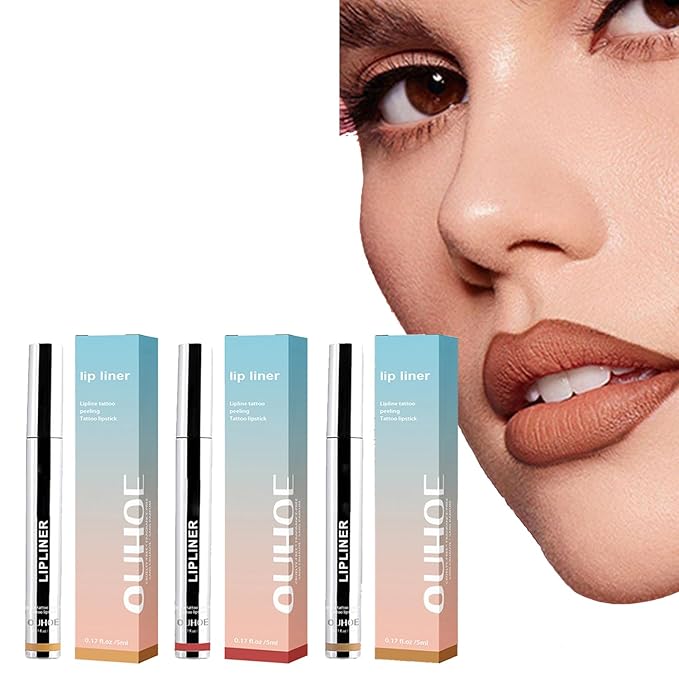 3PCS Peel Off Lip Liner, Light Brown/Dark Brown/Burgundy Light