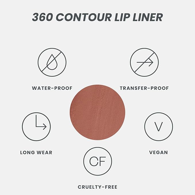 Wonderskin Lip Liner Pencil - 360 Contour Lipliner, Long Lasting, Sharpenable, Waterproof and Transfer-Proof Brown Lip Liner Pencil (Saddle)