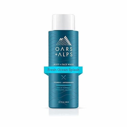 Oars + Alps Men's Moisturizing Body and Face Wash, Skin Care Infused with Vitamin E and Antioxidants, Sulfate Free, Fresh Ocean Splash, 1 Pack