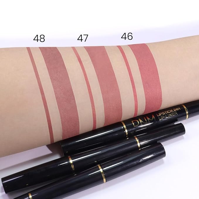 2-in-1Nude Brown Beige Velvet Lip Liner & Lipstick Set Kit for Women, Matte Lips Kit with Lip Liner Lip Stains Long Lasting Waterproof 24 Hour Lipstick and Lip Liners Combo Lipliners Pencil Set 48
