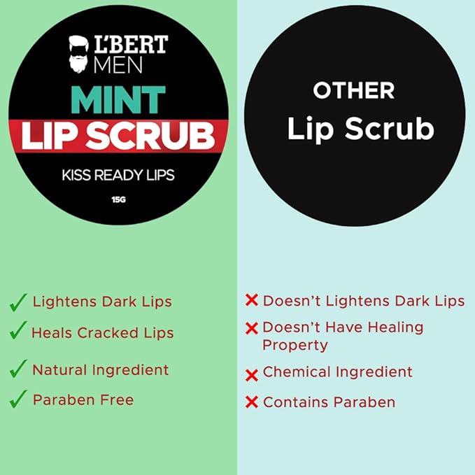 L'BERT Mint Lip Scrub, Kiss Ready Lightening