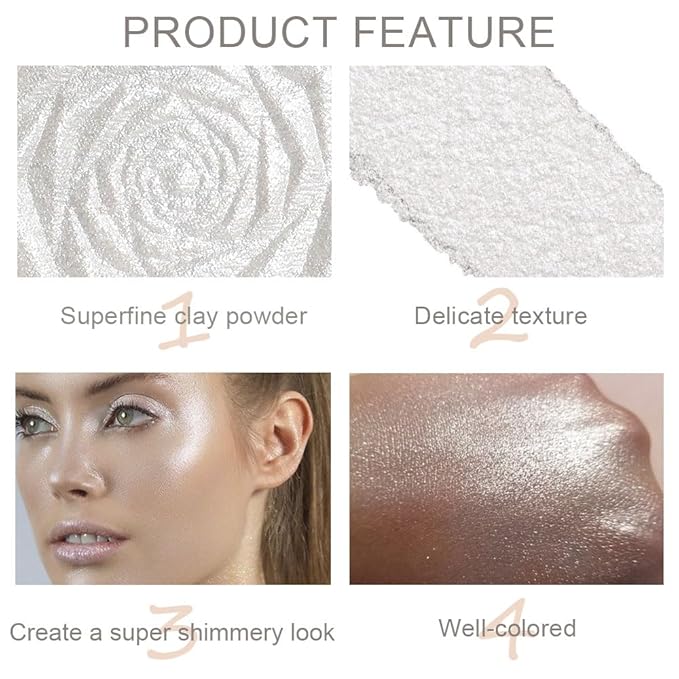 Pearl White Face Highlighter Makeup Shimmer Glitter Rose