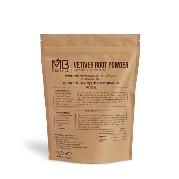 MB Herbals Vetiver Powder 100 Gram () | Root Powder 3.5 oz
