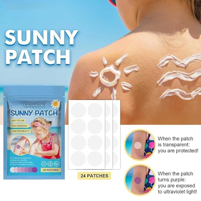 24 Pcs UV Stickers for Sunscreen, Waterproof UV Detection Stickers, Sun Cream Stickers to Reapply,UV Detection Reminder UV Patch for Kids Adults Waterproof Patches, Changes Color When Time To Reapply