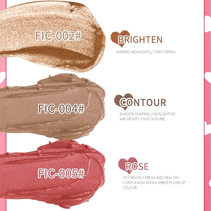 Makeup Sticks Set, Matte Cream Blush Stick for & Contour)