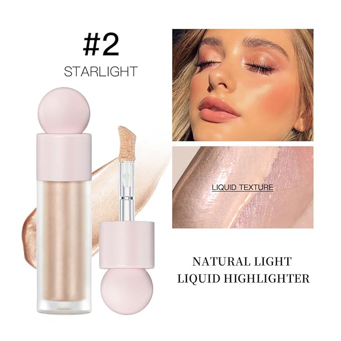 Liquid Highlighter Natural Glow For Face & Body, Cushion Applicator