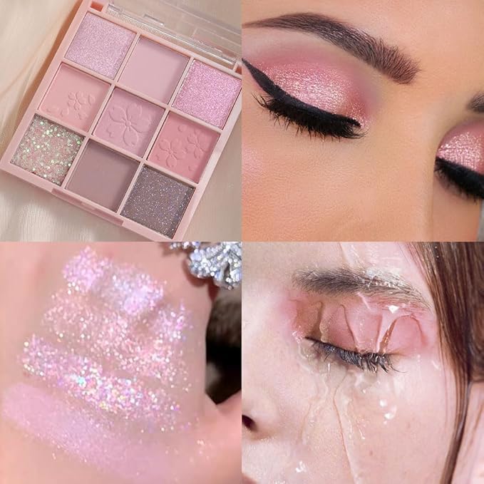 Light Pink Eyeshadow Palette,Neutral Nude Powder Eye Shadow for Older Women,Highly Pigmented Natural Long Lasting Naturing-Looking Pink Makeup Palette,Talc,Paraben Vegan & Cruelty Free