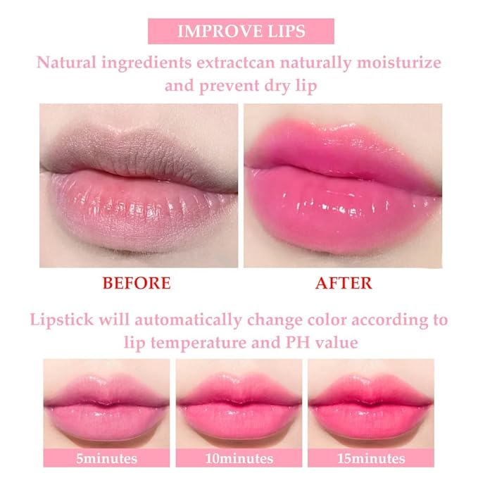 evpct 3Pcs Clear Color Changing PH Tinted Lip Changing