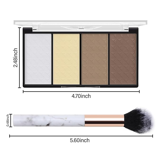 Contour Highlighter Blush Powder Makeup Palette, 4 Colors