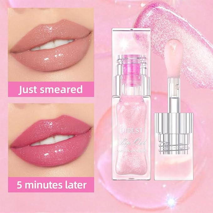 Hydrating Lip Gloss Transparent Lip Care,Magic Color Changing Moisturizing Lip Glow Oil Plumping Glimmer Glow Lipstick, Long Lasting Non-sticky Fresh Texture Lip Oil(Q2394-5#Change Color)