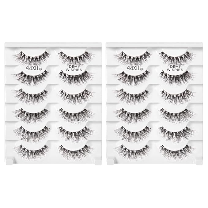 Ardell Demi Wispies False Eyelashes Multipack – Natural Lashes Wispy with Invisiband for Lightweight Comfort, 6 Pairs x 2 Pack