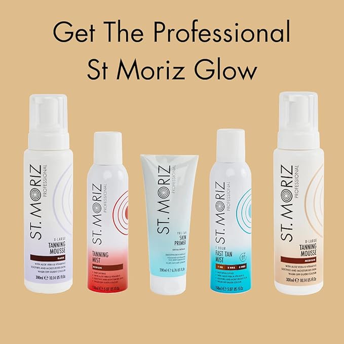 St. Moriz Professional 1 Hour Fast Self Tanner Mousse with Tanning Mitt Bundle - Light to Dark - 200ml - Sunless Instant, Express Self Tanning Foam for Golden, Natural Looking Fake Tan - Aloe Vera