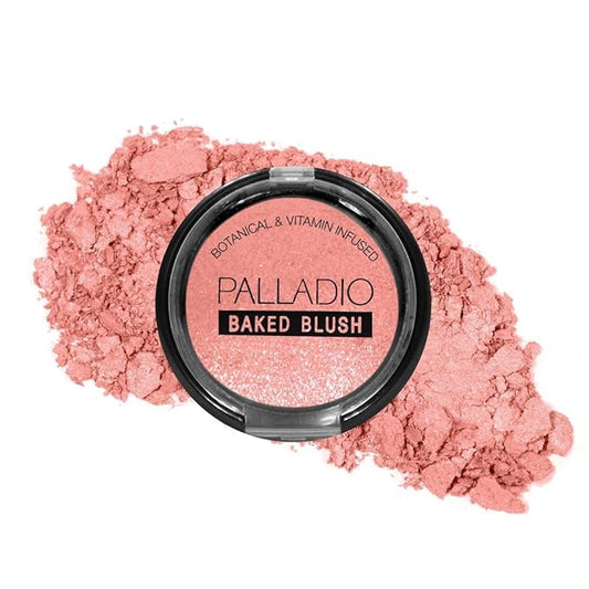 Palladio Baked Blush, Highly Pigmented Shimmery Formula, Easy to Blend and Highly Buildable, Apply Dry for a Natural Glow or Wet for a Dramatic Luminous Look, Long Lasting for All day Wear, Berry