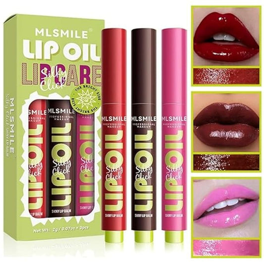 3 Colors Fat Lip Oil Click Slick,Non-stick High