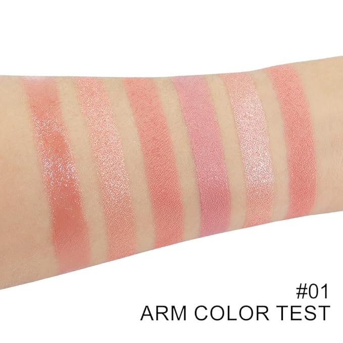 6-in-1 Cream & Powder Makeup Palette – Blush Highlighter & Eyeshadow, Matte & Shimmer Nude Tones, Travel-Friendly Compact for Daily & Travel Use 01