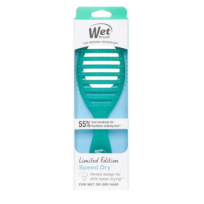 Wet Brush Speed Dry, Green Juice (Summer Quencher) - Vented Design & Soft HeatFlex Bristles Are Blow Dry Safe - Ergonomic Handle Manages Tangles - Pain-Free Hair Brush, Limited Edition