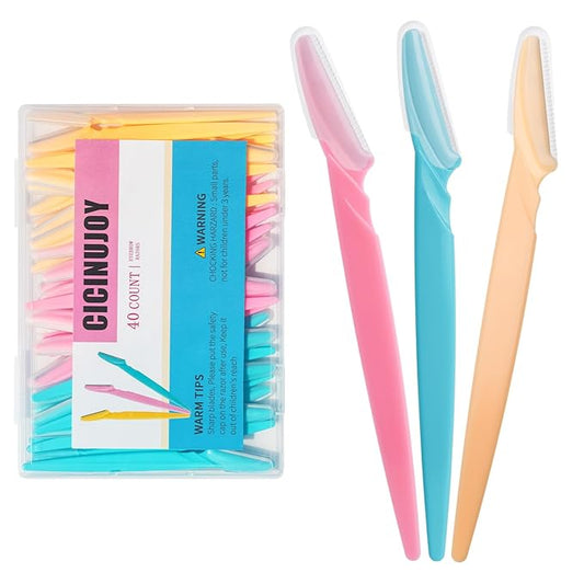 40pcs Eyebrow Razor for Women, Face Shaver Kit Dermaplaning Tool for Peach Fuzz Removal, Stainless Steel Blades with Protective Covers | Eyebrow Trimmer, Facial Hair Removal