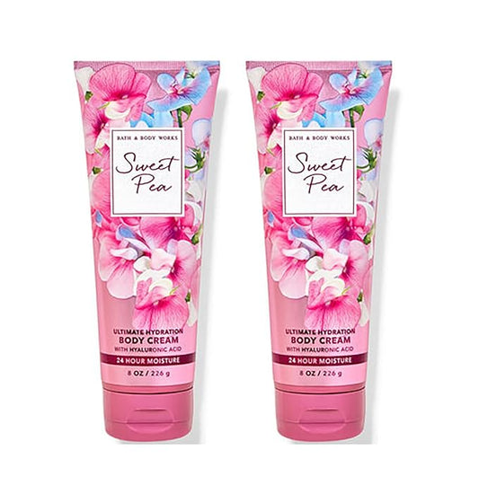 Bath and Body Works Sweet Pea 2 Pack Ultra Shea Body Cream 8 Oz. (Sweet Pea)