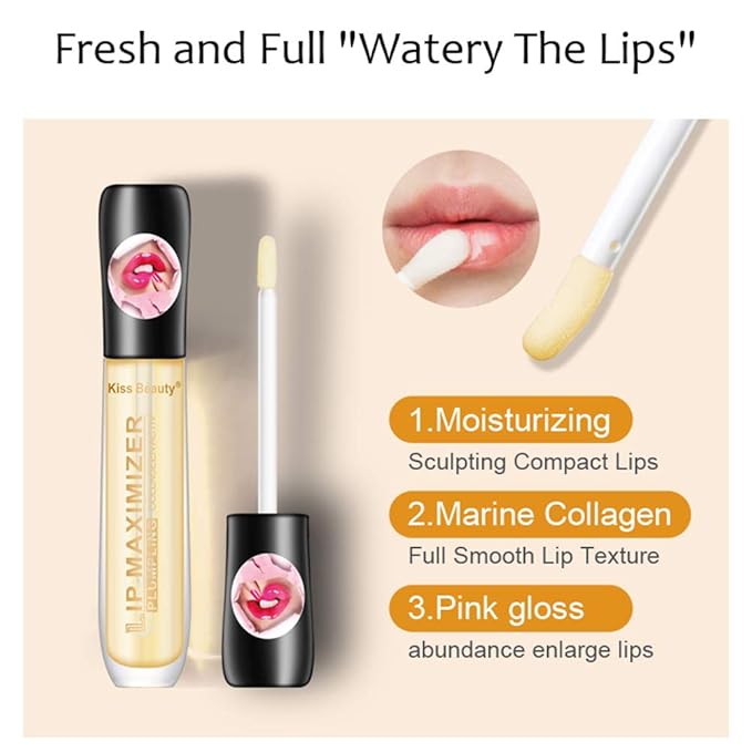 GL-Turelifes Lip Plumper Lip Gloss, Lip Maximizer Balm Plumper Lip Extreme Volume, Heathly Enhancer Hydrated Lips, Moisturize, Eliminate Dryness Wrinkles Enhances Plump Gloss