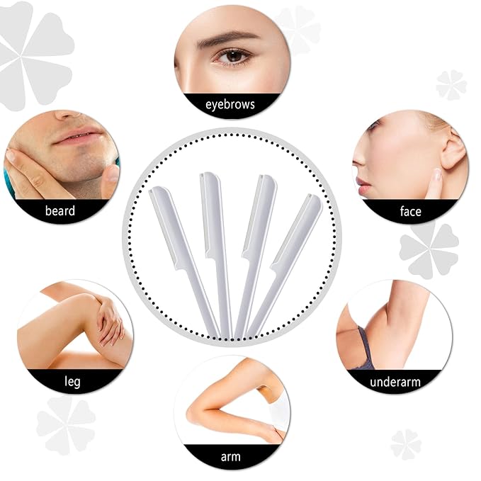 10 Pieces Eyebrow Razor for Women Facial Shaver Razor Brow Shaper Eyebrow Trimmer Dermaplaner Shaping Tool with Cover (Silver)