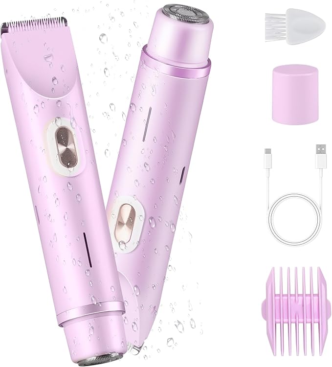 Glow Aura Womens Shaver, Bikini Trimmer for Women, Glow Aura Electric Razor, Comfort 2 in 1 Electric Lady Shaverr, Dual Head Groomer, Glowaura Womens Razor, GlowAura Bikini Shaver(Purple)