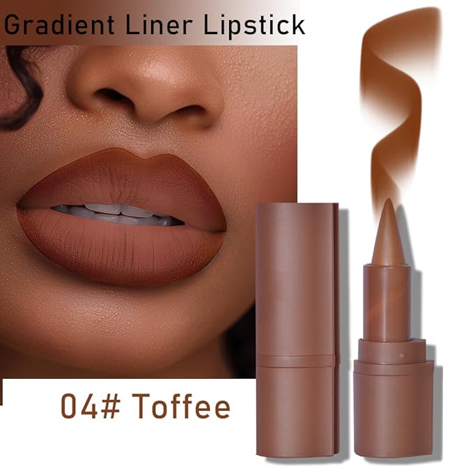 2-in-1 Gradient Lip Liner and Lipstick Lip Combo Set - Achieve Flawless Contour and Gradual Ombre Effect with Easy-to-Use Crayon Form and Cone Tip (04# Toffee, 1 Count (Pack of 1))