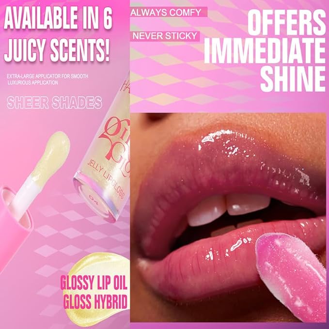 Jelly Cooling Hydrating Non-Sticky Lip Oil, Plumping Moisturizing Cooling