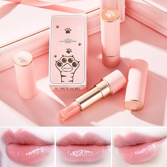 2PCS Thermochromic Lip Balm,Cat Paw Shaped Female