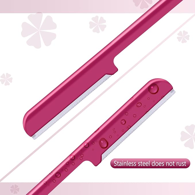 10 Pieces Women's Facial Razor Eyebrow Shaver Razor Brow Shaper Eyebrow Trimmer Dermaplaner Shaping Tool with Cover (Rose Red)