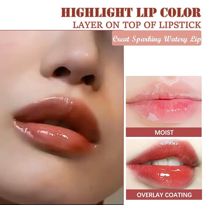 2 Colors Hydrating Plumping Lip Glow Oil,Moisturizing Lip Oil Gloss Transparent Glossy Lip Gloss Primer Lip Tint for Lip Care and Dry Lip (012#+015#)