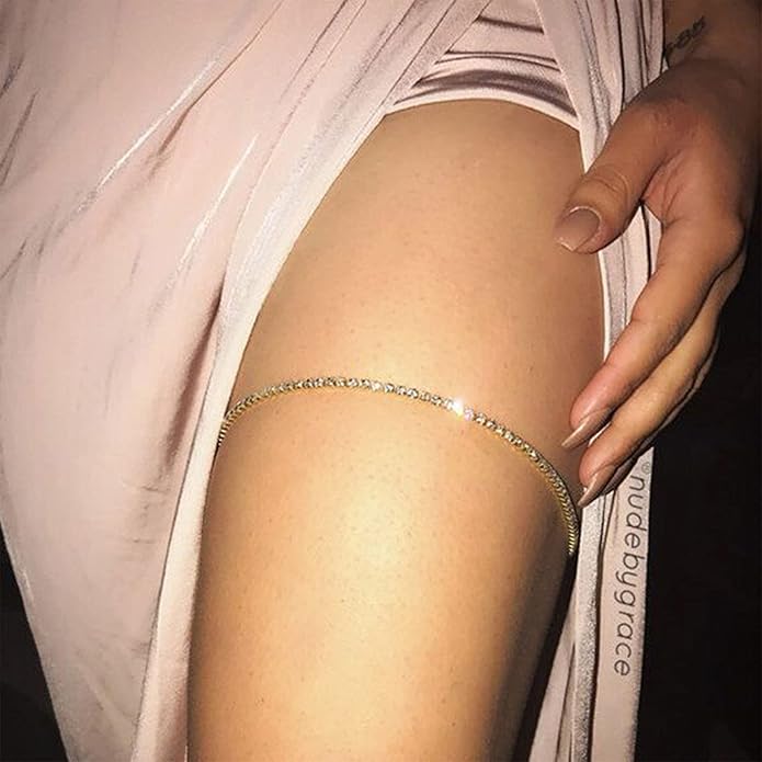 Boho Crystal Thigh Chain Gold Body
