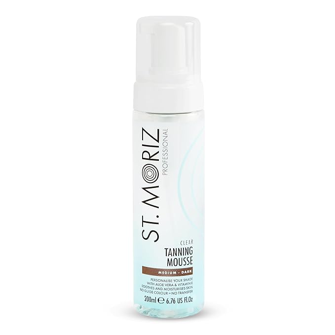 St Moriz Professional Clear Tanning Mousse with Aloe Vera & Vitamin E, Fast Drying Vegan Fake Tan, Medium to Dark (200ml)