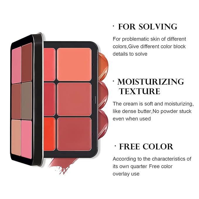 12 Colors Blush Palette,Highlighter Blush Powder Makeup,Long-Wearing,Smudge Proof,Natural-Looking,Blendable Cruelty-Free Matte Finish,Contour and Highlight Blush Palette Face Cosmetics Makeup