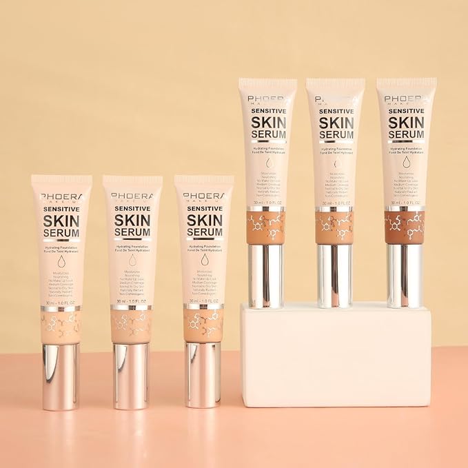 PHOERA Hydrating Serum Foundation,Flawless Full Coverage and Hypoallergenic Mocha, norm)