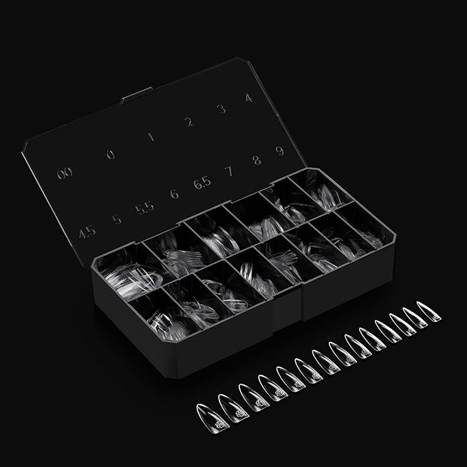 Apres Gel-X® Almond Box of Nail Tips | 280 Gel-X Tips, Soft Tips, 14 Sizes 00-9 | Half-sizes Included (Natural Almond Long, 280 Count)