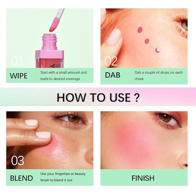 Green Color Changing Blush Oil, Liquid Blush Oil (#2 Pink)